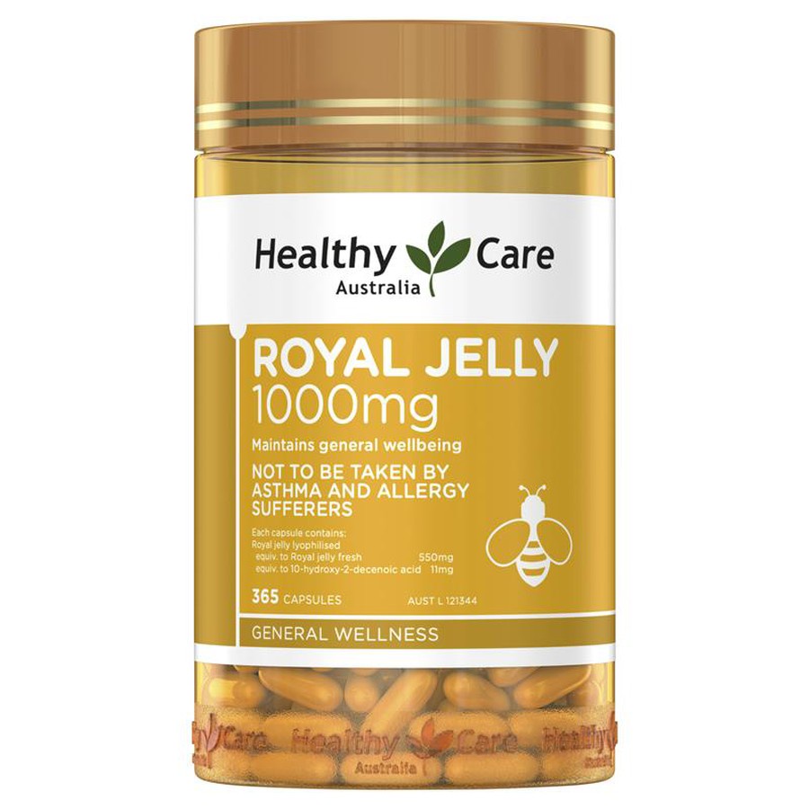 Sữa ong chúa Healthy Care Royal Jelly của Úc 1000mg 365 viên