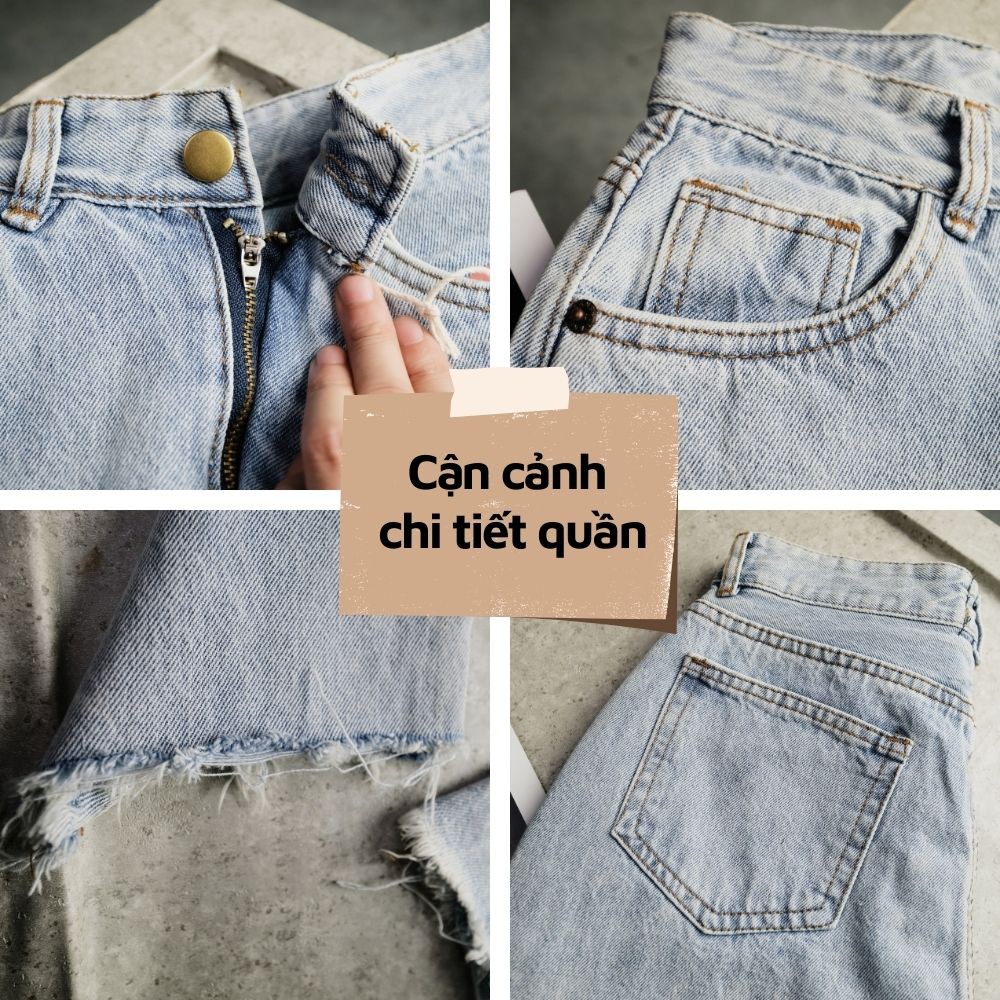 Quần Jean Nữ Dáng Baggy Thương Hiệu GUF Cạp Cao Có Chỉnh Eo GUF