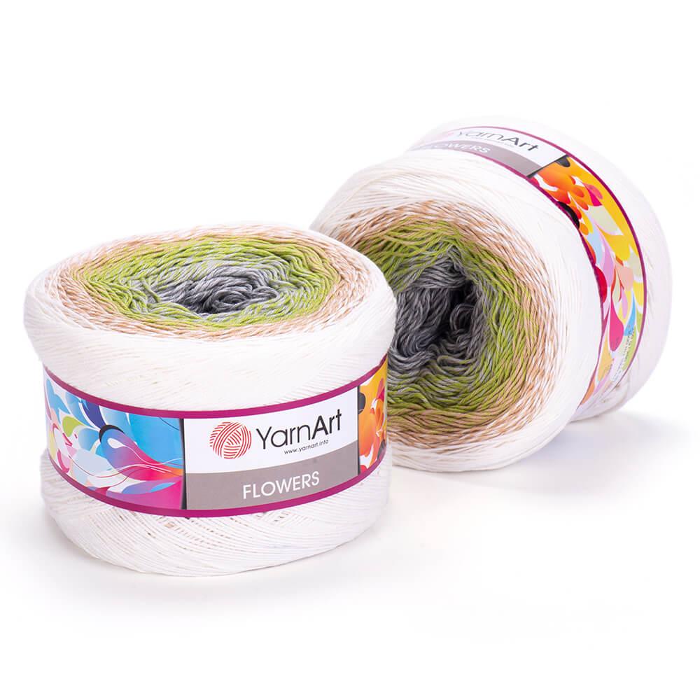 Cuộn len cầu vồng cotton Flowers nhập khẩu chính hãng từ YarnArt - Bảng màu 2, đan móc áo, váy, khăn