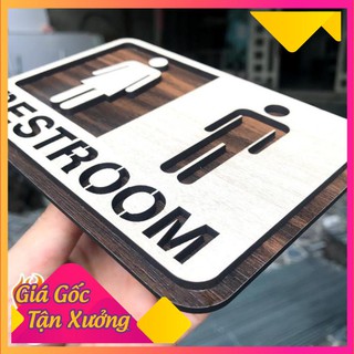Bảng toilet gỗ dán tường - Bảng biển chỉ dẫn khu vực toilet/restroom/WC
