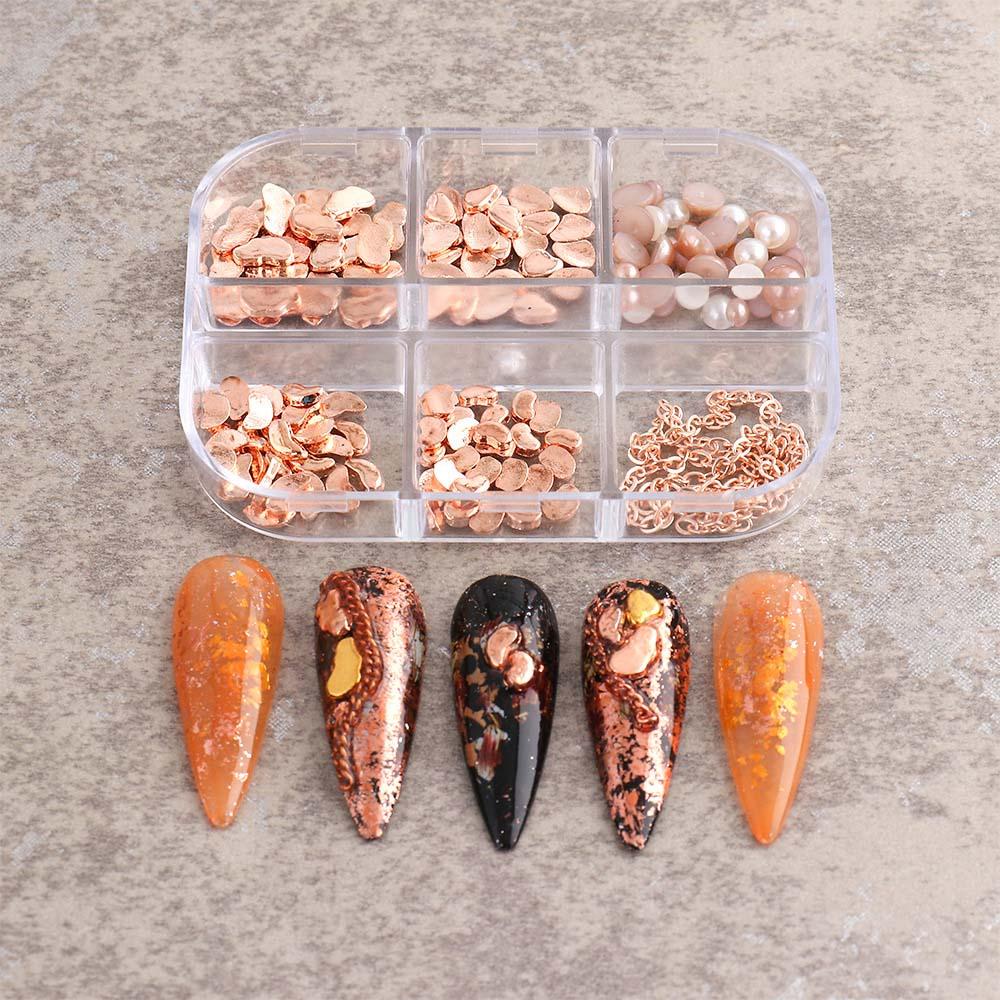 Miếng Dán Trang Trí Móng Tay Hình Hoa Hồng Đẹp Mắt|Ngọc Trai Giả|Phụ Kiện Kim Loại 3D Chuyên Dụng Dành Cho Máy Khoan