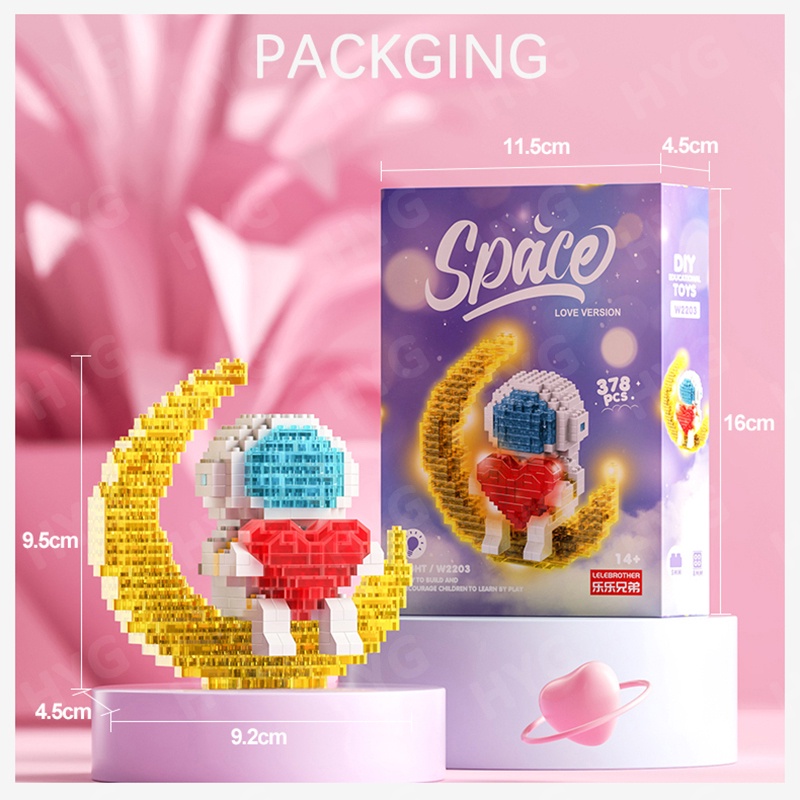 Đồ chơi lắp ráp HYG TOYS kiểu phi hành gia 3D có đèn LED sáng tạo thú vị dành cho trẻ em
