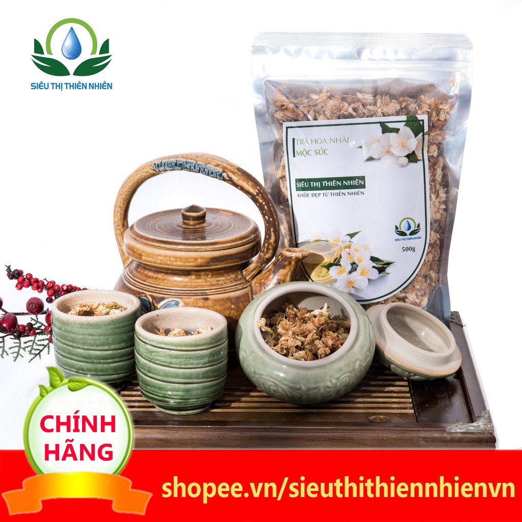Trà hoa nhài khô mộc sắc 200g, trà lài sấy lạnh của siêu thị thiên nhiên