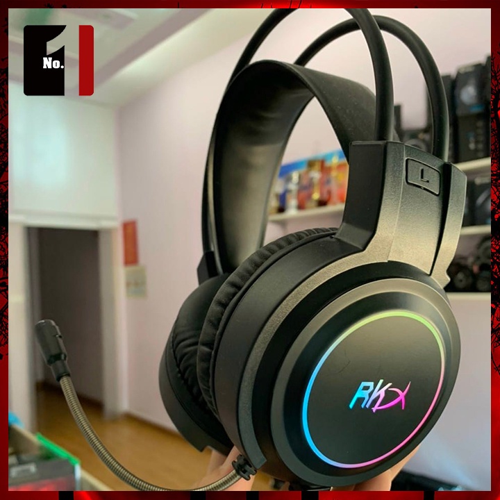 Tai Nghe Headphone Gaming Chụp Tai Màu Hồng RKX 7.1 Led RGB Tai Nghe Máy Tính Laptop Nghe Nhạc Có Mic