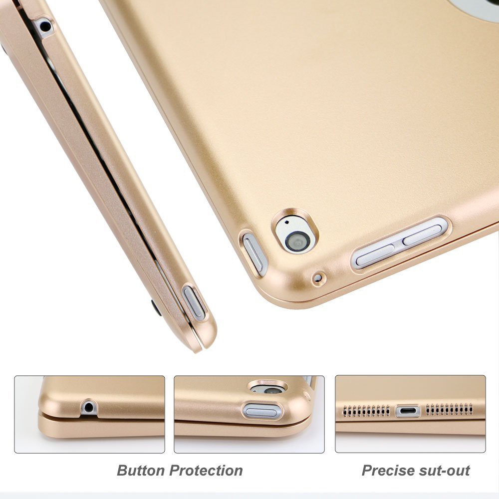 Bao da kiêm bàn phím Bluetooth iPad mini 4 (Gold)