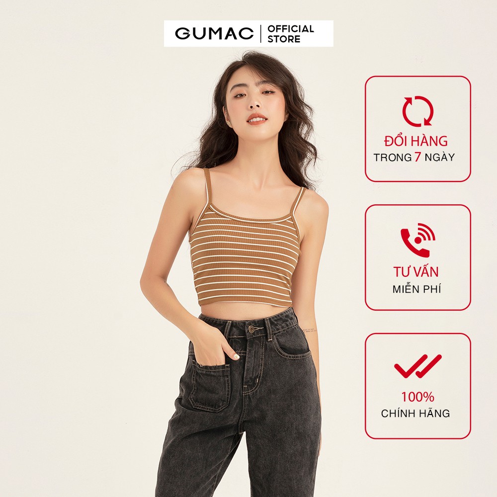Áo croptop nữ 2 dây GUMAC màu nâu, đủ size, phong cách năng động, trẻ trung AT