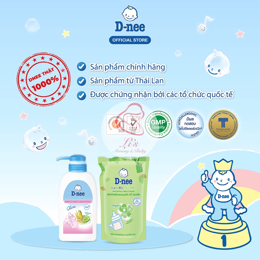 Nước rửa bình sữa Dnee Organic Thái Lan vệ sinh bình sữa núm ti an toàn cho mẹ và bé Mã NRB390