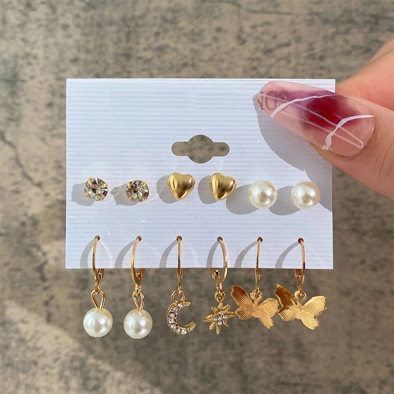 Set 18 Khuyên Tai Hợp Kim Đính Hạt Ngọc Trai Thời Trang 2022