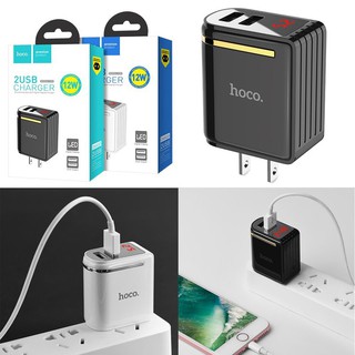 Củ sạc Hoco C39MAX 5V-2.4A (12W) 2 cổng USB LED