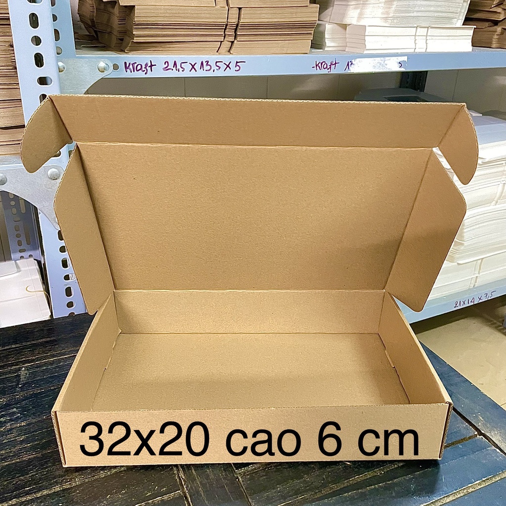 Hộp carton nắp gài 32x20x6cm combo 50 hộp