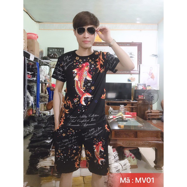 Bộ nam hè in 3D Cao Cấp ( Cá chép đỏ )