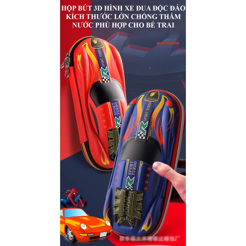 Hôp bút 3D in hình xe đua độc đáo kích thước lớn chống thấm nước phù hợp cho bé trai HB00004