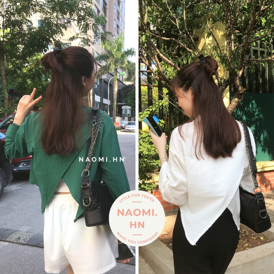 Áo sơ mi nữ xẻ tà sau lưng độc lạ dài tay cổ đức . Áo kiểu nữ xẻ tà sau lưng gợi cảm chất đẹp 3 màu xanh trắng hothit