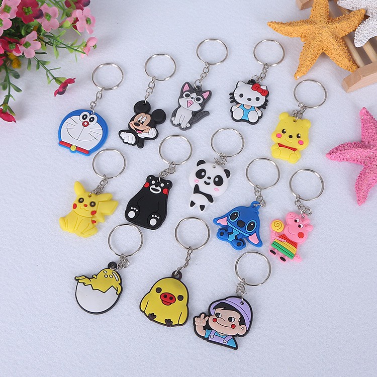 Combo 100 móc khóa cute silicon hình thú, móc khoá đôi cute hình hoạt hình đáng yêu