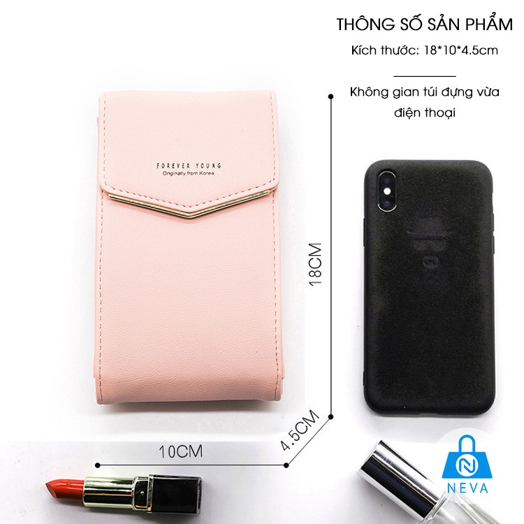 Hàng chính hãng forever yuong-Túi đeo chéo nữ đựng điện thoại mini dáng dọc thời trang Hàn Quốc trẻ trung, năng động