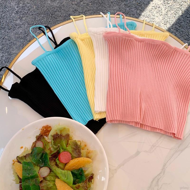Bộ áo hai dây + áo khoác cardigan màu trơn phong cách Hàn Quốc trẻ trung
