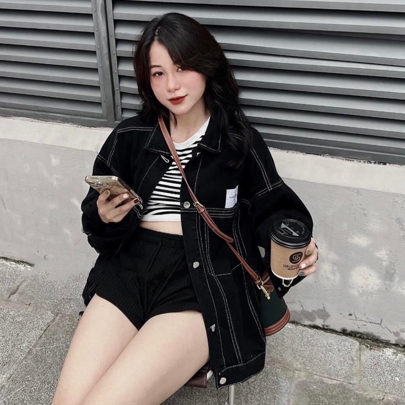 Áo Khoác Nữ Jean UNISEX Form Rộng Nam Nữ - Áo Khoác Bò Nữ Form Rộng Suông - SINNA STORE