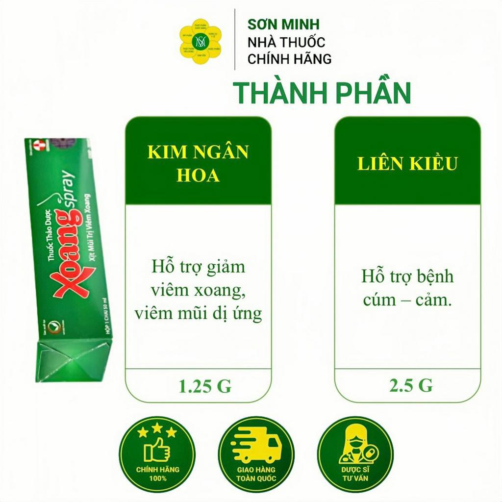 Xịt mũi hỗ trợ giảm viêm xoang Xoang Spray chai 50 ml