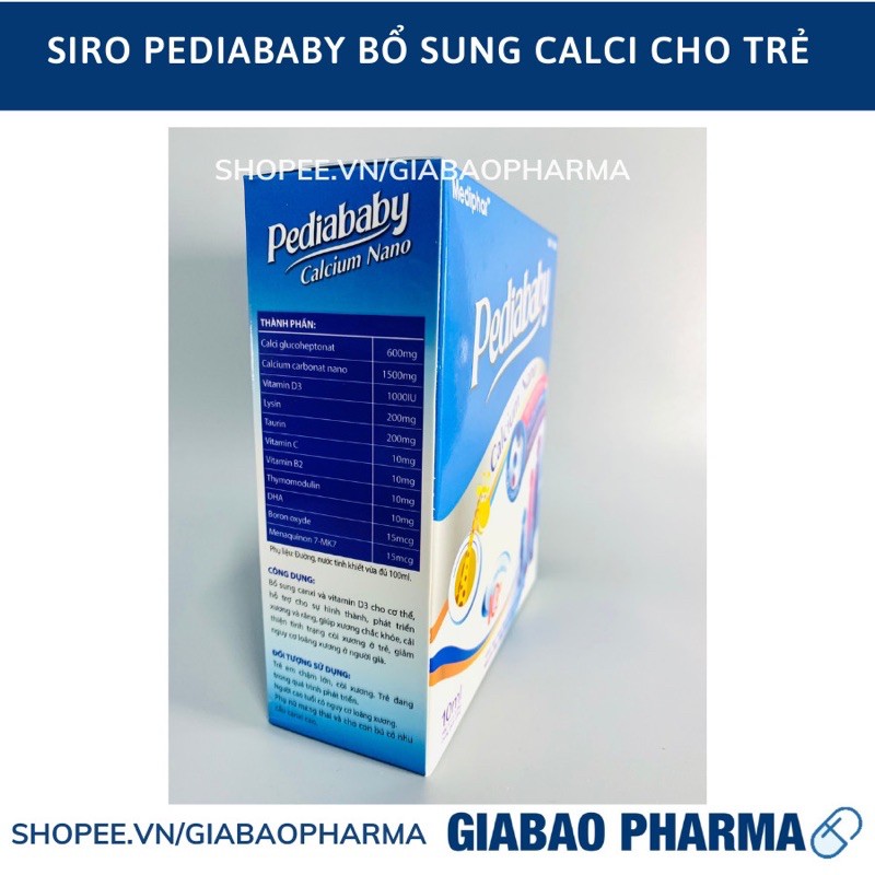 Siro PEDIABABY bổ sung calci cho trẻ, cải thiện tình trạng còi xương ở bé – Hộp 20 ống | Thế Giới Skin Care