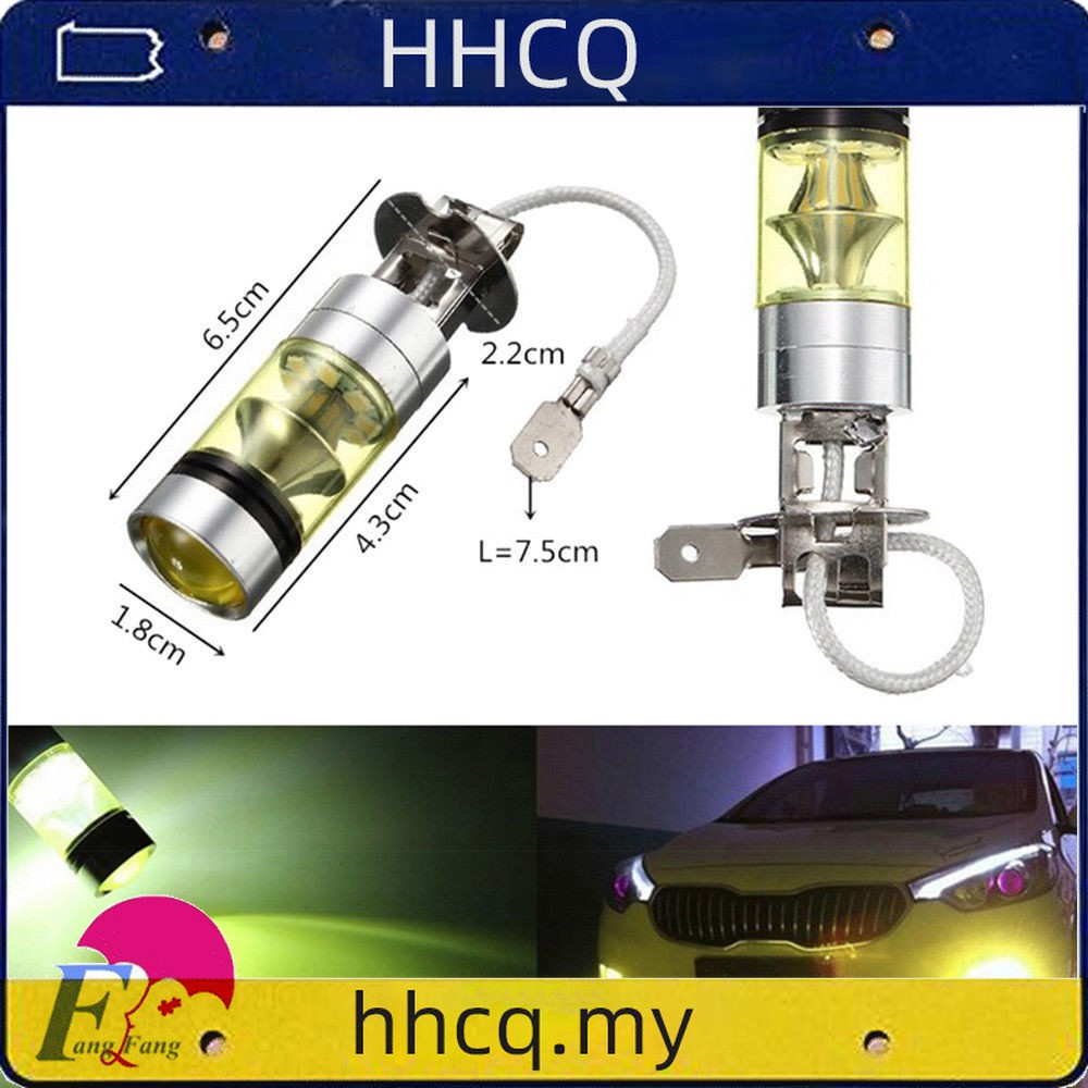 2 Bóng Đèn Led H3 100w 2828 4300k Ánh Sáng Vàng Chất Lượng Cao Cho Xe Hơi