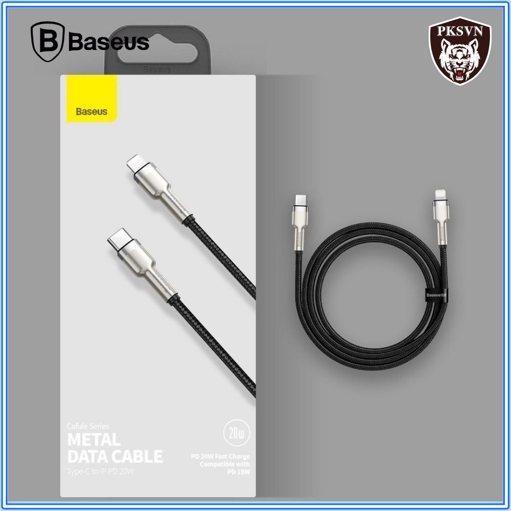 Dây Sạc Nhanh IP20w Cafule Metal Baseus-Cáp Sạc IP20w C to sạc nhanh 50% pin trong 30p