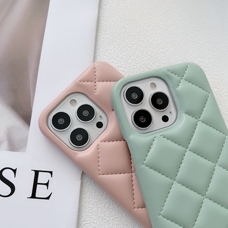 Ốp Điện Thoại Da PU Họa Tiết Hình Thoi Chống Sốc Cho Iphone 12 11 Pro Max 7 8 Plus Xr Xs Max X SE20