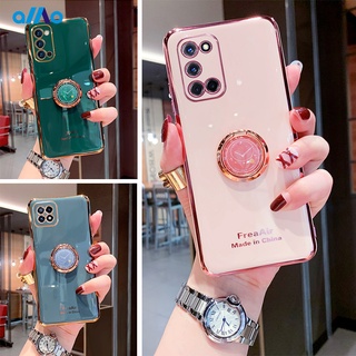 Ốp điện thoại mềm có nhẫn đỡ thời trang cho Oppo Reno6 Z Reno6 Pro + 5g A54 A94 A15 Reno5 5g Find X3 Pro