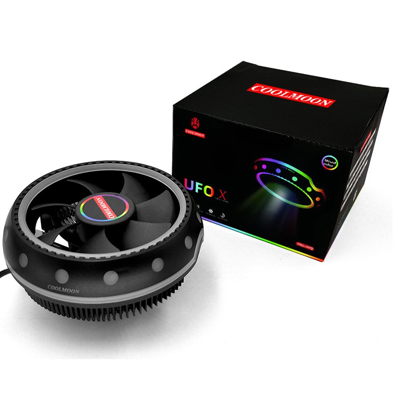 Quạt Tản Nhiệt, Fan CPU Coolmoon UFO X Led RGB - Tự Động Đổi Màu Và Hiệu Ứng