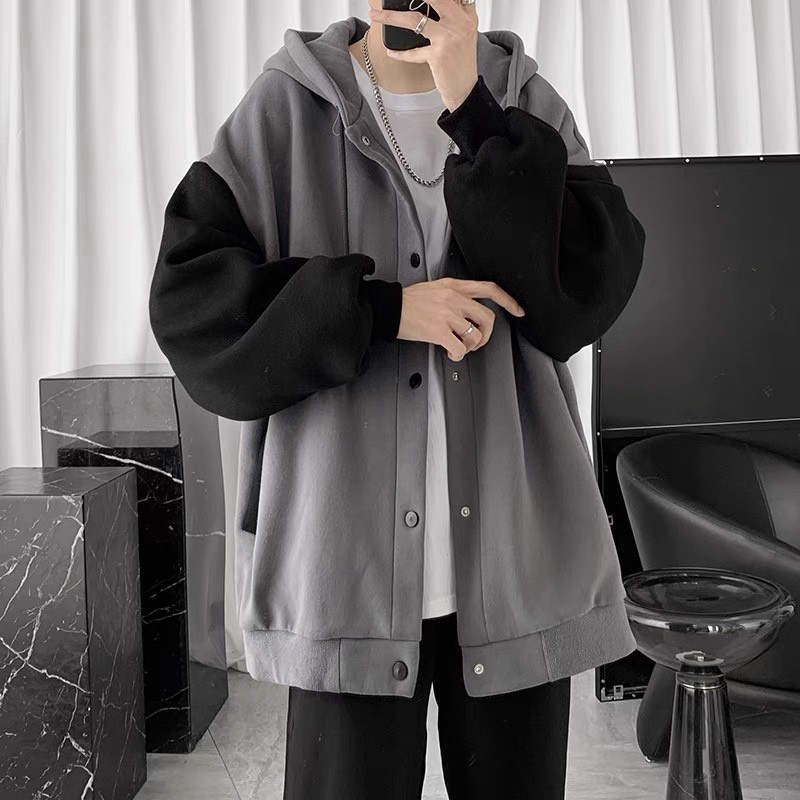 ÁO KHOÁC HOODIE NÚT BẤM PHỐI HAI MÀU SÀNH ĐIỆU THỜI TRANG YOYO STYLE