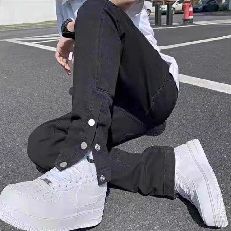 Quần Jeans Nam Rách Gối 🌵 Quần Xẻ Gấu Có Cúc 🌵Hai Màu Đen Và Xanh HipHop