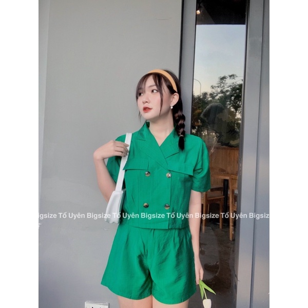 (T.U Bigsize 50-80kg) Set Bộ Vest Cộc Chất Đũi Hàn Siêu Mát #89