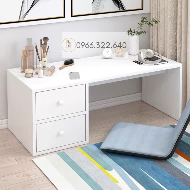 Bàn trang điểm ngồi bêt bàn học gỗ ngồi bệt đa năng phong cách hàn quốc tối giản tiện lợi NADECOR