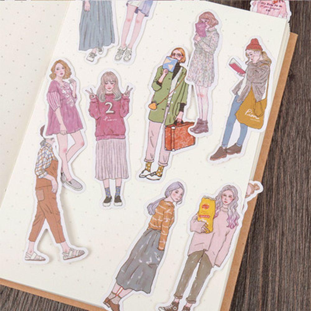Set 100 Sticker Dán Trang Trí Sổ Tay DIY Hình Cô Gái Mori