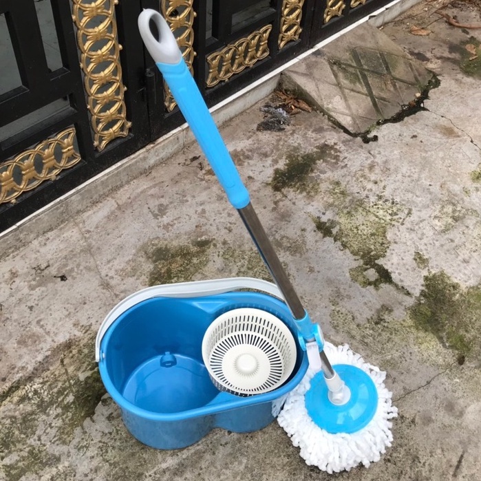 Bộ cây lau nhà + thùng đựng nước thông minh xoay 360 tự vắt - THÙNG XANH/ĐỎ