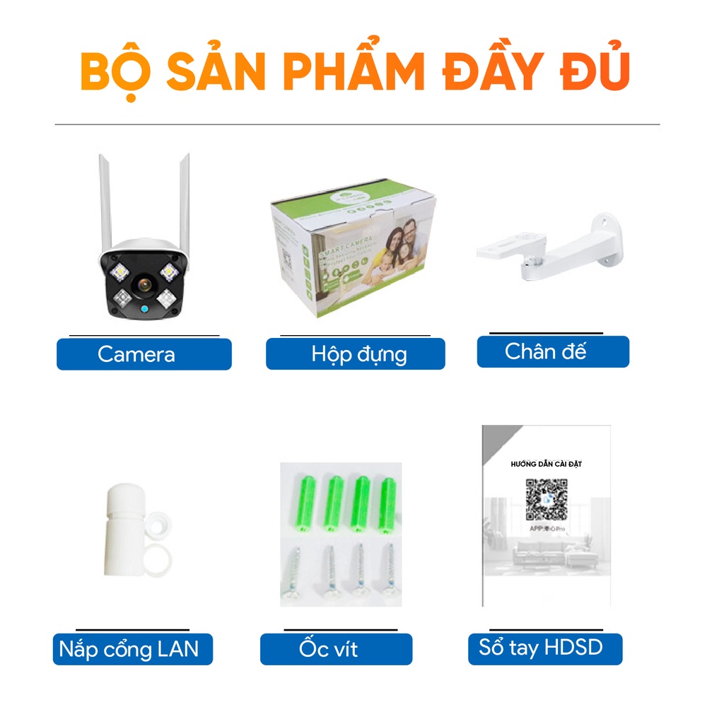 Camera wifi ngoài trời Carecam CV922A 2.0MP Full HD 1080P, xem 4 khung hình và xem đêm có màu.