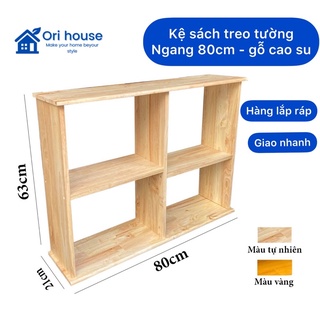 Kệ sách treo tường ngang 80cm gỗ cao su chắc chắn - Giá sách - Nội thất Ori