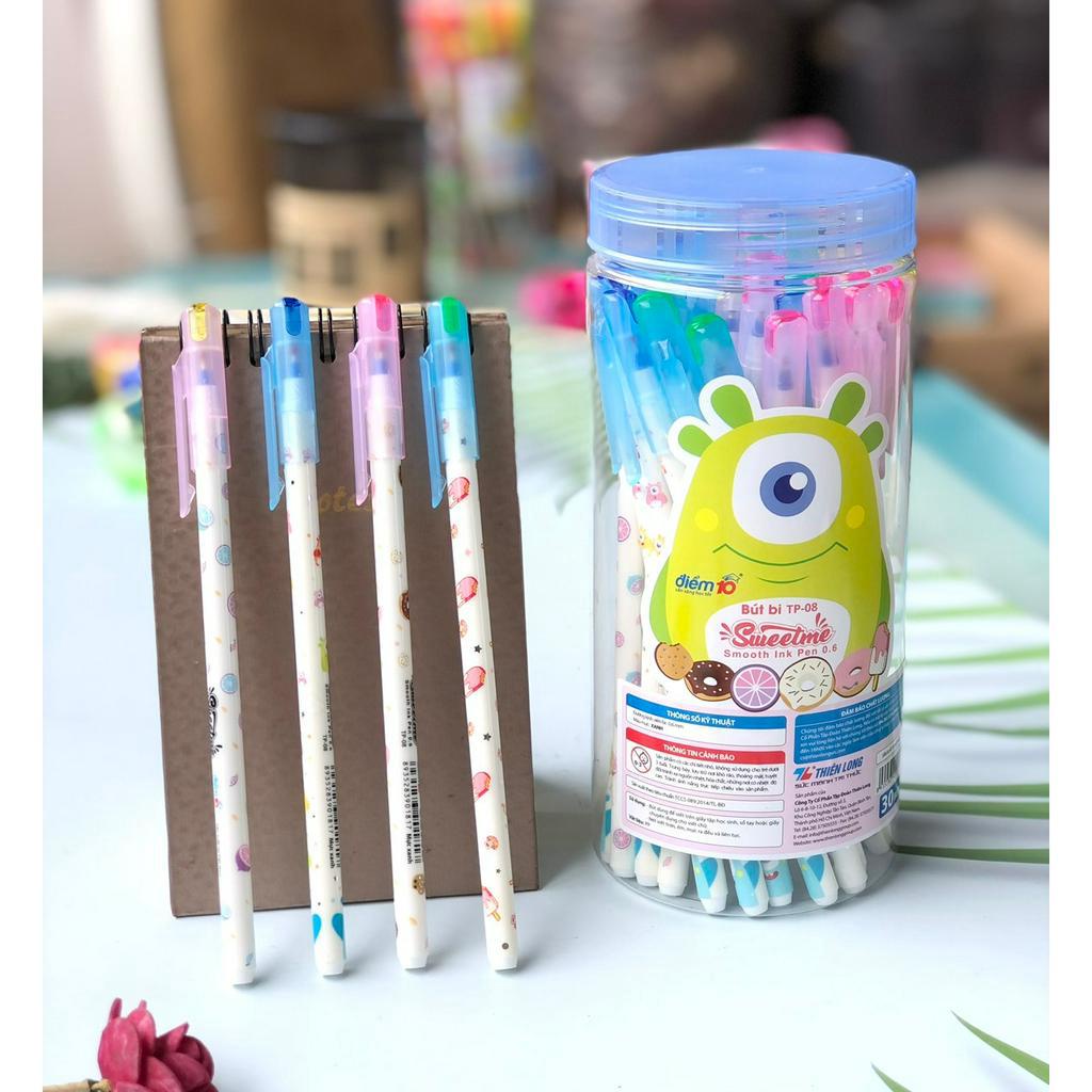 Bút bi điểm 10 Sweetime ngòi 0.6 - mực xanh/đen TP08 - vpp Quế Anh