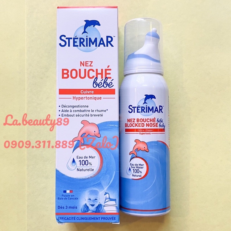 Xịt muối mũi Sterimar nước biển sâu - xịt mũi cá heo vàng, cam Sterimar pháp dùng vệ sinh cho bé