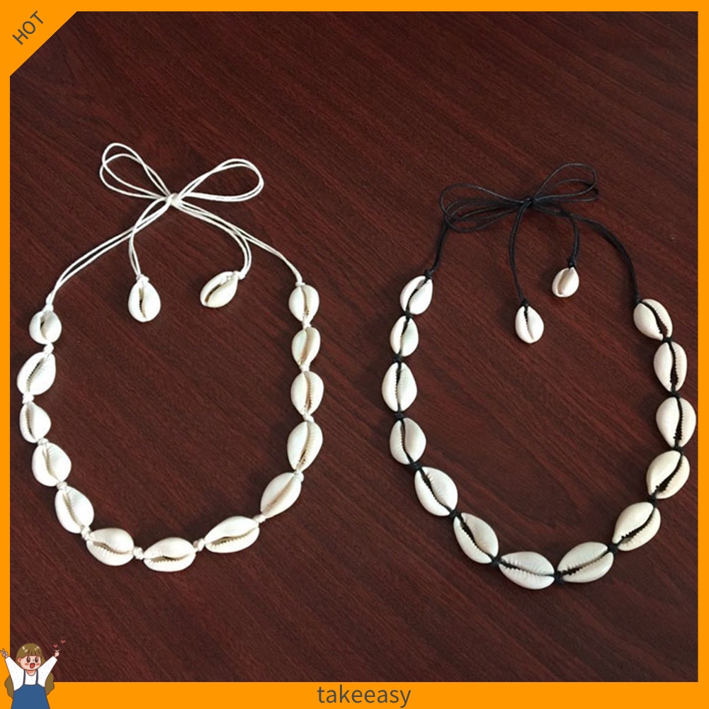 [Hàng Có Sẵn] Vòng Cổ Choker Dệt Thủ Công Mặt Vỏ Sò Biển Hawaii Cho Nữ