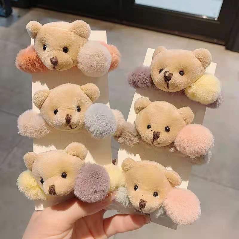 Nơ buộc tóc hình thú gấu con tai thỏ dễ thương cute màu sắc trang nhã