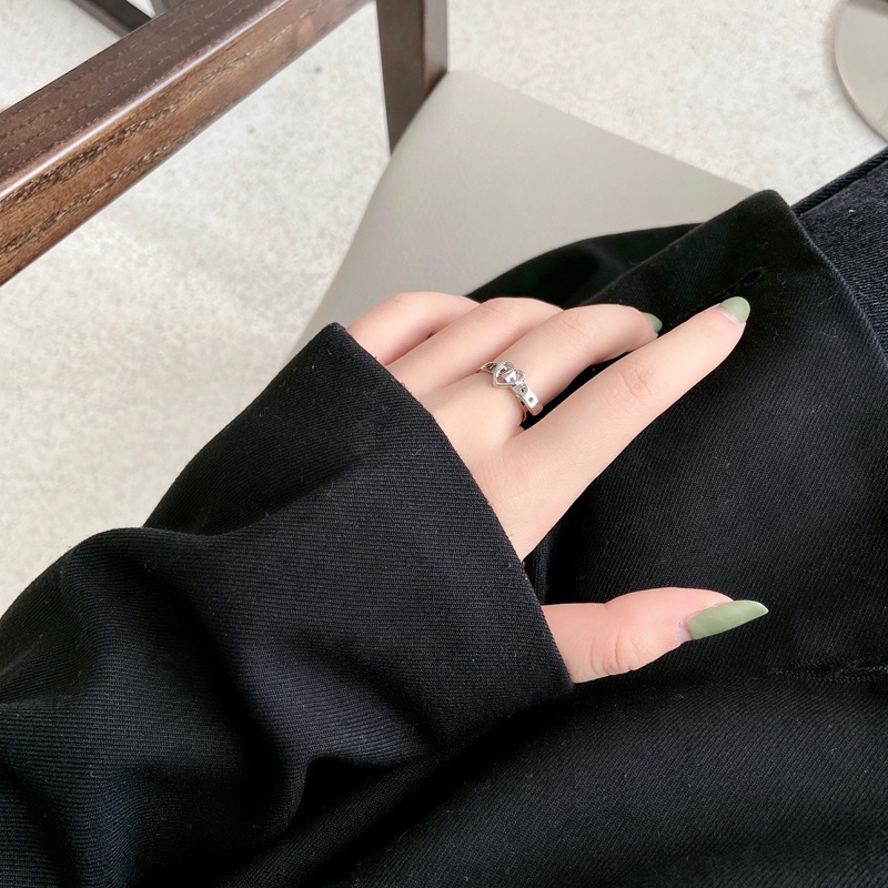 Nhẫn hình trái tim đơn giản phong cách hàn quốc