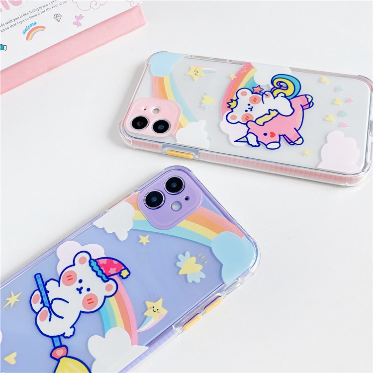 Ốp lưng iphone Gấu cầu vồng viền màu, chống trượt 6/6plus/6s/6s plus/6/7/7plus/8/8plus/x/xs/xs max/11/11 pro/11 promax | BigBuy360 - bigbuy360.vn