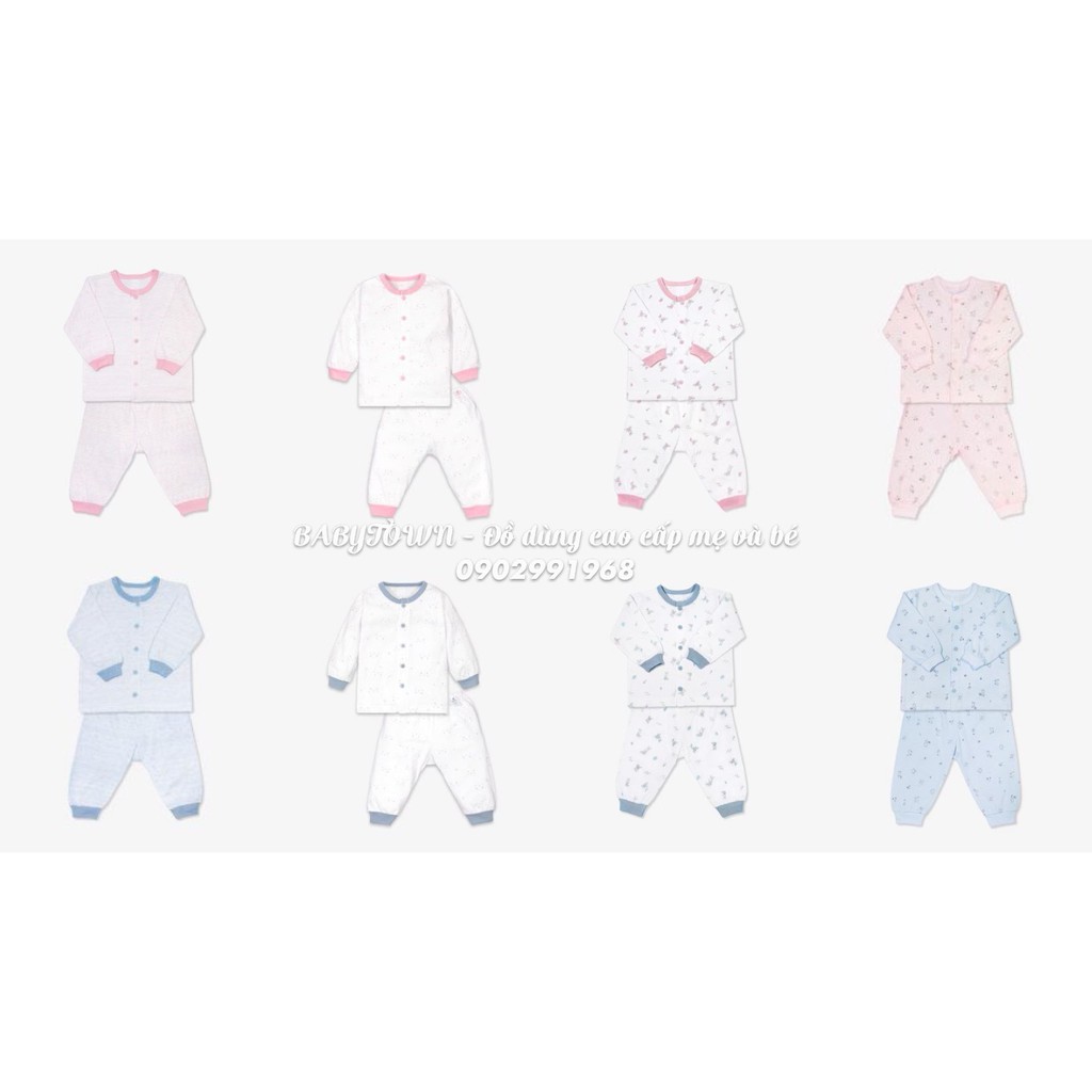 Bộ dài tay cài giữa sơ sinh Miomio 100% cotton mỏng mát