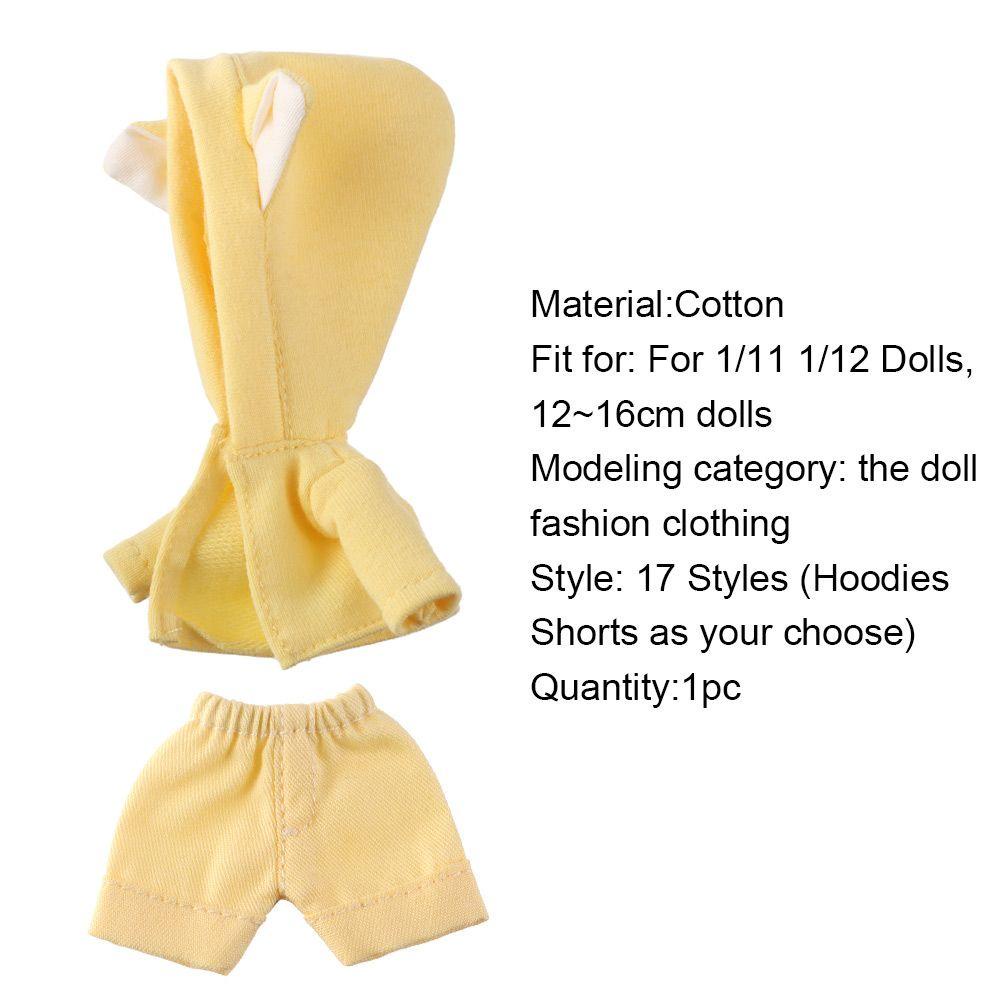 Set Áo Hoodie Họa Tiết Hoạt Hình Và Quần Short Jeans Cho Búp Bê Tỉ Lệ 1 / 12