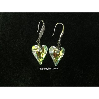 Bông tai pha lê Swarovski trái tim nhọn 12mm