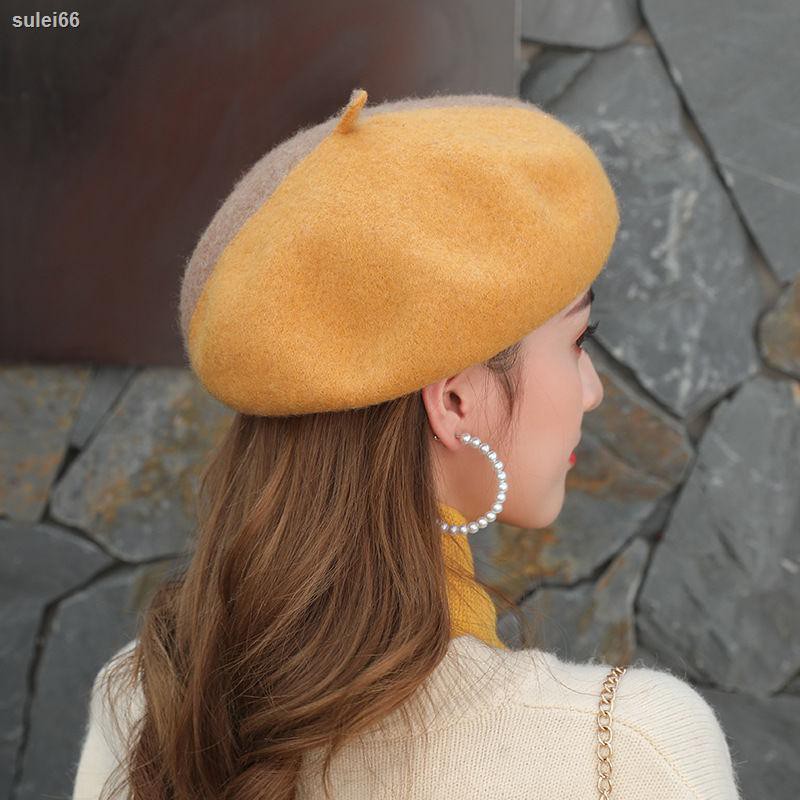 Mũ Nồi Vải Len Thêu Họa Tiết Màu Cà Phê Đỏ Thời Trang 2020 Cho Nữ