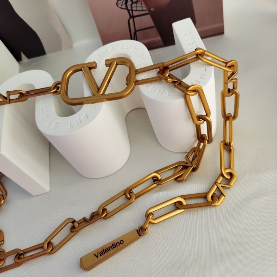 Thắt Lưng Da Bò Phối Xích Kim Loại Thời Trang Cho Nam Nữ