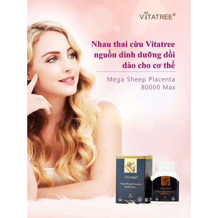 Thực phẩm bảo vệ sức khỏe Úc - Mega Sheep Placenta 80,000mg - GIẢM NÁM TÀN NHANG - DA TRẮNG HỒNG MỊN -  60 VIÊN
