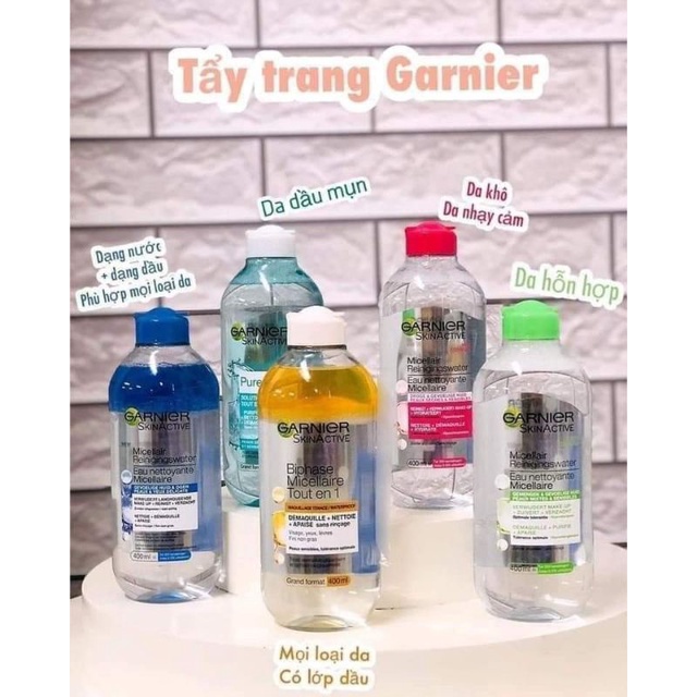 Dầu Tẩy Trang Cho Mọi Loại Da Garnier Skin Naturals Micellar Cleansing Water màu xanh dương