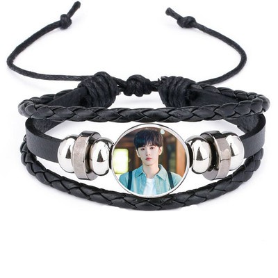 Vòng tay da lộn IN HÌNH Nhậm Gia Luân diễn viên hoa ngữ phụ kiện thời trang